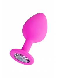 Розовая анальная втулка Brilliant с прозрачным кристаллом - 8 см. - ToyFa - купить с доставкой в Реутове