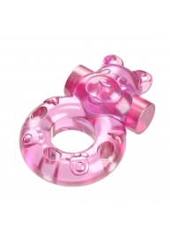 Розовое эрекционное виброкольцо на пенис Pink Bear - Baile - в Реутове купить с доставкой