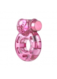 Розовое эрекционное кольцо с вибрацией Pink Bear - Baile - в Реутове купить с доставкой