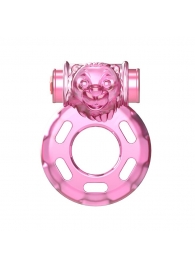 Розовое эрекционное кольцо с вибрацией Pink Bear - Baile - в Реутове купить с доставкой
