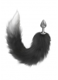 Серебристая анальная пробка с черным хвостом Galaxy - Lola Games - купить с доставкой в Реутове