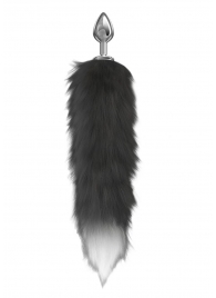 Серебристая анальная пробка с черным хвостом Starlit - Lola Games - купить с доставкой в Реутове