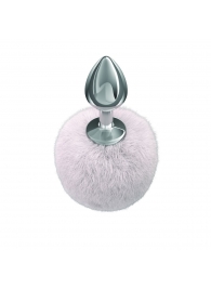 Серебристая анальная пробка с белым пушистым хвостиком Twinkle - Lola Games - купить с доставкой в Реутове