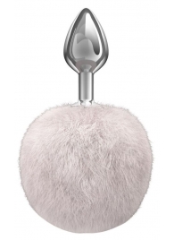 Серебристая анальная пробка с белым пушистым хвостиком Twinkle - Lola Games - купить с доставкой в Реутове