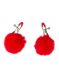 Зажимы на соски Angelic с красными меховыми шариками - Lola Games - купить с доставкой в Реутове
