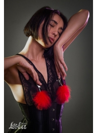 Зажимы на соски с красным пухом Euphoric - Lola Games - купить с доставкой в Реутове