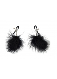 Зажимы на соски с черным пухом Euphoric - Lola Games - купить с доставкой в Реутове