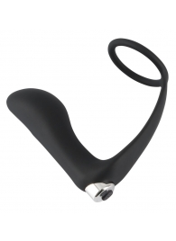 Черное эрекционное кольцо с анальной вибропробкой Vibrating Ring   Plug - Orion - в Реутове купить с доставкой