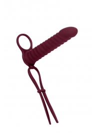 Бордовая вибронасадка для двойного проникновения Rori - 17 см. - Lola Games - купить с доставкой в Реутове