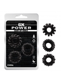 Набор из 3 черных эрекционных колец Gear Up Rings - Chisa - в Реутове купить с доставкой