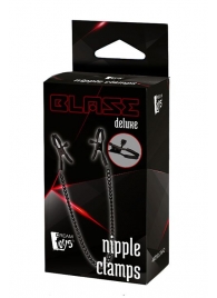 Черные зажимы на соски на цепочке BLAZE DELUXE NIPPLE CLAMPS - Dream Toys - купить с доставкой в Реутове