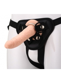 Телесный страпон на черных трусиках STRAP ON REAL DILDO - 20 см. - Dream Toys - купить с доставкой в Реутове