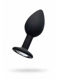 Черная анальная втулка с прозрачным стразом - 7,2 см. - POPO Pleasure - купить с доставкой в Реутове