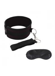 Черный ошейник с длинным поводком Collar and Leash Set - Lux Fetish - купить с доставкой в Реутове