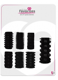 Набор из 7 черных насадок PENIS SLEEVES SET - Dream Toys - в Реутове купить с доставкой