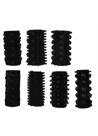 Набор из 7 черных насадок PENIS SLEEVES SET - Dream Toys - в Реутове купить с доставкой
