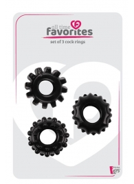 Набор из 3 черных эрекционных колец SET OF 3 COCKRINGS - Dream Toys - в Реутове купить с доставкой