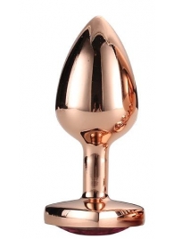 Золотистая анальная втулка с кристаллом-сердечком розового цвета - 7,1 см. - Dream Toys - купить с доставкой в Реутове