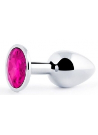 Серебристая анальная пробка с малиновым кристаллом - 7,2 см. - Anal Jewelry Plug - купить с доставкой в Реутове