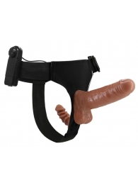 Страпон с вагинальной пробкой и вибрацией Ultra Passionate Harness - 16 см. - Baile - купить с доставкой в Реутове