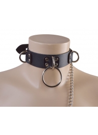 Черный кожаный ошейник Big Ring - Sitabella - купить с доставкой в Реутове