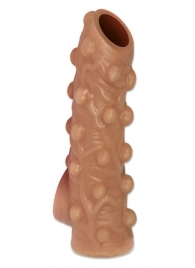 Телесная насадка с бугорками и открытой головкой Nude Sleeve M - 12 см. - KOKOS - в Реутове купить с доставкой