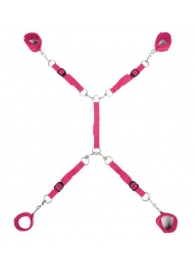 Ярко-розовый набор фиксаций на кровати Classic Bed Spreader - Lux Fetish - купить с доставкой в Реутове