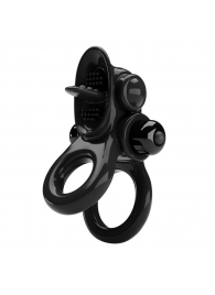 Черное эрекционное кольцо с подхватом мошонки и стимулятором клитора Passionate Ring - Baile - в Реутове купить с доставкой