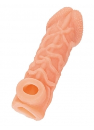 Телесная закрытая насадка с венками Cock Sleeve Size S - 13,8 см. - KOKOS - в Реутове купить с доставкой