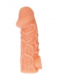Телесная закрытая насадка с венками Cock Sleeve Size L - 17,6 см. - KOKOS - в Реутове купить с доставкой
