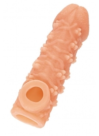 Телесная закрытая насадка с пучками шишечек Cock Sleeve Size L - 17,6 см. - KOKOS - в Реутове купить с доставкой
