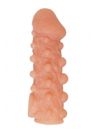 Телесная закрытая насадка с шариками Cock Sleeve Size M - 15,6 см. - KOKOS - в Реутове купить с доставкой