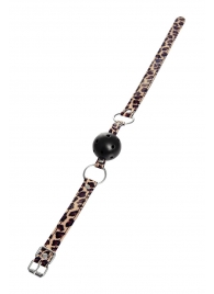 Черный кляп-шар на леопардовых ремешках Anonymo - ToyFa - купить с доставкой в Реутове