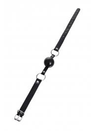 Черный кляп-шар на кожаных ремешках Anonymo - ToyFa - купить с доставкой в Реутове