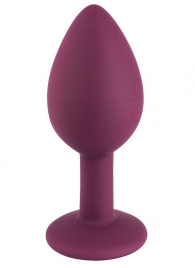 Бордовая малая силиконовая пробка с прозрачным кристаллом - Свободный ассортимент