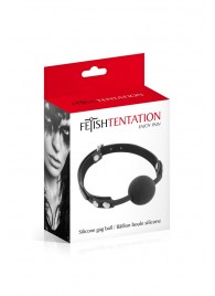 Черный силиконовый кляп-шарик на ремешках - Fetish Tentation - купить с доставкой в Реутове