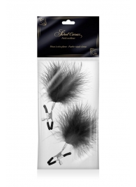 Зажимы на соски с черными пуховыми кисточками Sweet Caress Feather Nipple Clumps - Sweet Caress - купить с доставкой в Реутове