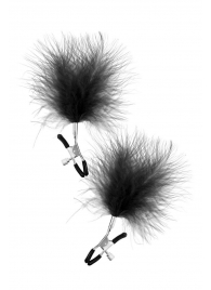 Зажимы на соски с черными пуховыми кисточками Sweet Caress Feather Nipple Clumps - Sweet Caress - купить с доставкой в Реутове