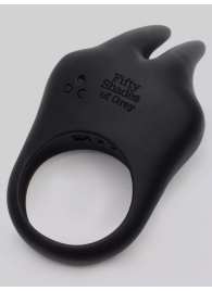 Черное эрекционное виброкольцо Sensation Rechargeable Vibrating Rabbit Love Ring - Fifty Shades of Grey - в Реутове купить с доставкой