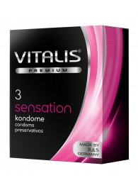 Презервативы с пупырышками и кольцами VITALIS PREMIUM sensation - 3 шт. - Vitalis - купить с доставкой в Реутове
