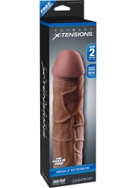Коричневая насадка Mega 2  Extension - 20,3 см. - Pipedream - в Реутове купить с доставкой