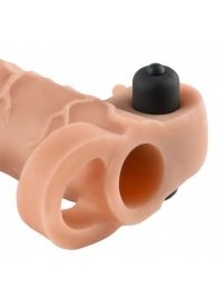 Телесная вибронасадка с кольцом Vibrating Real Feel 2 Extension - 16 см. - Pipedream - в Реутове купить с доставкой