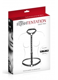 Черная упряжь на тело с шипами на ошейнике - Fetish Tentation - купить с доставкой в Реутове