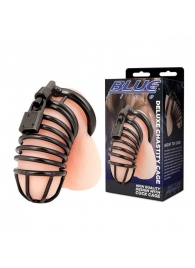 Черная металлическая клетка с замком Deluxe Chastity Cage - BlueLine - купить с доставкой в Реутове