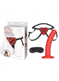 Красный поясной фаллоимитатор Red Heart Strap on Harness   5in Dildo Set - 12,25 см. - Lux Fetish - купить с доставкой в Реутове