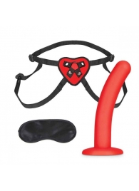 Красный поясной фаллоимитатор Red Heart Strap on Harness   5in Dildo Set - 12,25 см. - Lux Fetish - купить с доставкой в Реутове