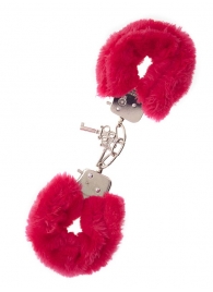Металлические наручники с красной меховой опушкой METAL HANDCUFF WITH PLUSH RED - Dream Toys - купить с доставкой в Реутове