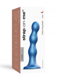 Голубая насадка Strap-On-Me Dildo Plug Balls size L - Strap-on-me - купить с доставкой в Реутове