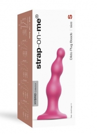 Розовая насадка Strap-On-Me Dildo Plug Beads size S - Strap-on-me - купить с доставкой в Реутове