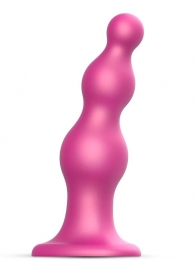 Розовая насадка Strap-On-Me Dildo Plug Beads size L - Strap-on-me - купить с доставкой в Реутове